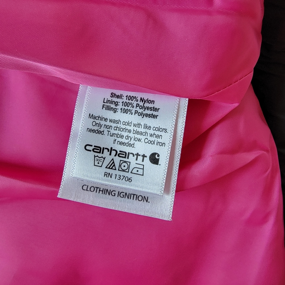Carhartt Amoret Quilted Jacket Rain Defender Puffer Coat in Black & Pink, 24m - Picture 10 of 11